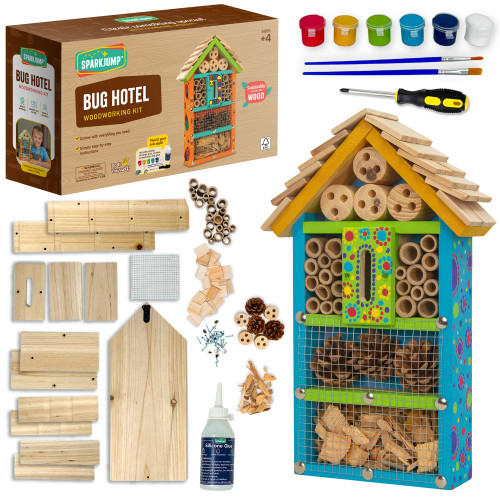 SparkJump Premium Bug Hotel Kit for Kids, Easy Wood Bug House Kits