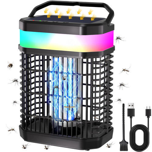 Solar Bug Zapper Outdoor, 4 in 1 Portable & Rechargeable Bug Zapper