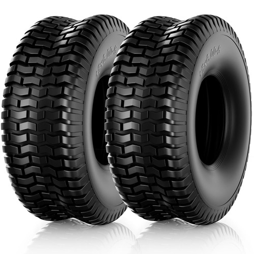 RONPOW 15x6.00-6 Tubeless Lawn Mower Tires, 4 Ply, 2 Pack