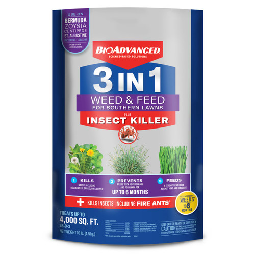BioAdvanced 3-in-1 Weed & Feed for Southern Lawns Plus Insect Killer -10 lb