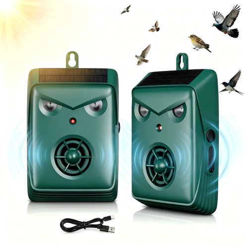 2026 Bird Repellent Devices Outdoor Solar Ultrasonic Bird Repeller 2 Pack
