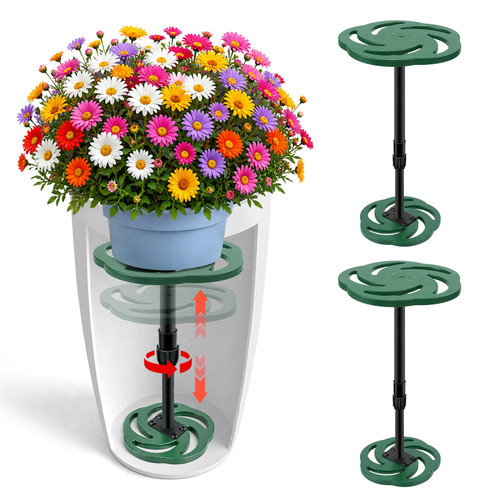 2 Pack Plant Risers for Inside Pots, 12-21" Adjustable Height Plant Riser