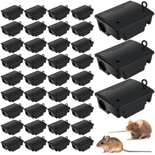 Qualirey 12 Packs Rat Bait Stations Rodent Traps Outdoor Indoor, Black