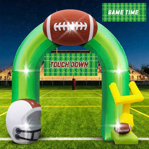 Eyourlife 9FT Football Inflatable Arch Party Decoration Blow Up Helmet, Built in LED Lights Goal Post for Yard Giant Balloon Photo Prop for Gift Light Green