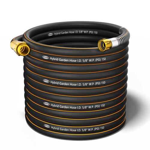VUNDARA 100 ft Garden Hose, 5/8 in Hybrid Rubber, Heavy Duty Water Hoses