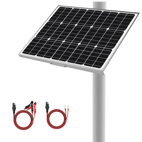 12V 30W Solar Battery Trickle Charger & Maintainer - Waterproof 30 Watt Solar Panel Built-in Ultra Smart MPPT Charge Controller + Adjustable Pole Mount Brackets for Pole Dia 1.5-3.0inch/40-80mm