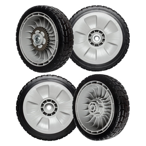 (4 Pack) Lawn Mower Wheels Kit Compatible with Honda HRR216 HRS216 HRT216 Walk Behind Lawn Mower - 2 Rear Wheels Replaces 42710-VE2-M02ZE + 2 Front Wheels Replace for 44710-VL0-L02ZB