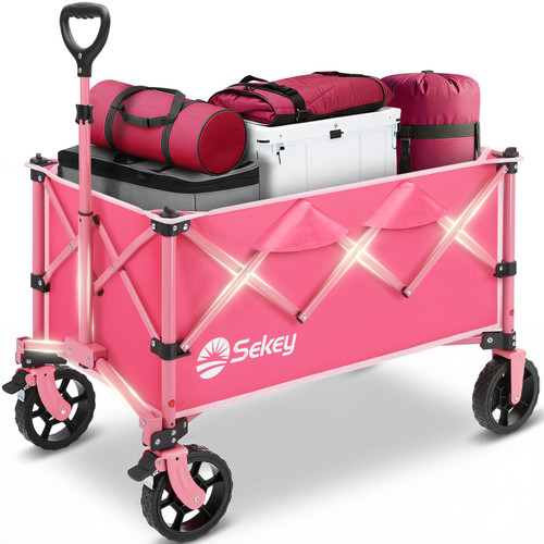 Sekey Collapsible Wagon, 300 lb Capacity, 29 in Cargo Bed, Compact Fold