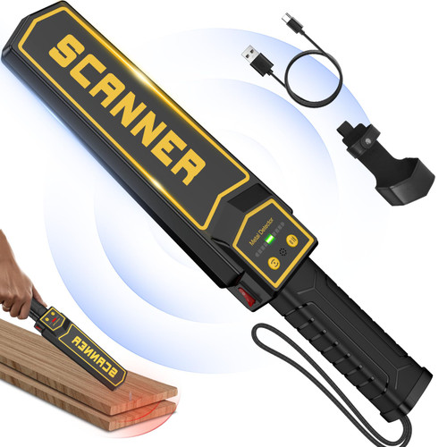 JKUSS Rechargeable Handheld Metal Detector Wand, High Sensitivity Security Wand Metal Detector,Portable Nail Finder Scanner Woodworking Metal Detector for Logs Weapons Sound Vibration Alert Detects