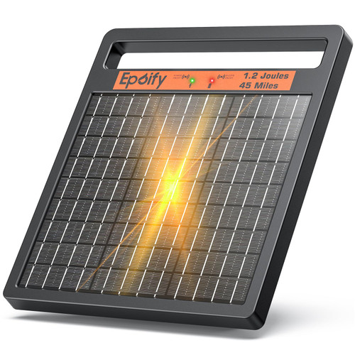 Epoify Solar Electric Fence Charger LD02, 1.2J with Short Circuit Alarm