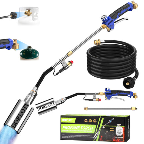Propane Torch Weed Burner Kit, Blow Torch High Output with Self Igniter and Turbo Trigger,Heavy Duty Flamethrower with 12.5FT Hose for Weeding,Roofing,Melting Snow,Road Paint Removing(33")