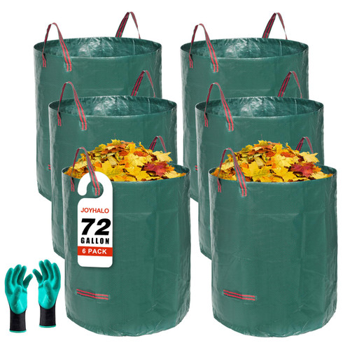 72 Gallon 6 Pack Leaf Bags Reusable for Lawn & Garden