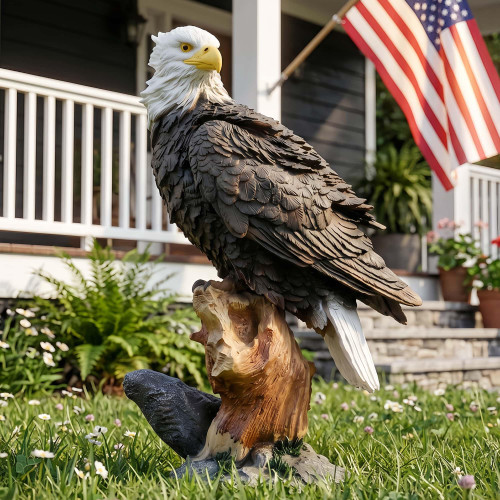 Euiroet 13.2" Real Eagle Outdoor Sculpture,Funny Bird Statue,Garden Beach Statue Decorations,Resin Animal Seabird Ornaments,Coastal Beach Decor,Patio Decor for Table Statues for Garden,Lawn,Yard