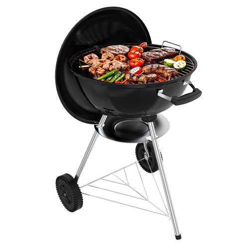 GRiliFE 18 inch Charcoal Grill, Portable Kettle BBQ Grills, Perfect BBQ Gift, Durable & Easy to Assemble, Round Barbecue Grill with Wheels and Lid for Outdoor Cooking, Patio and Beach, Black