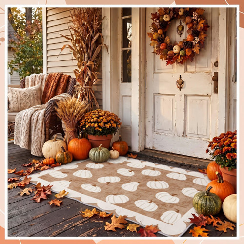 Sonwyoung Fall Doormat Outdoor, Non Slip Pumpkin Welcome Fall rug 35 x 24"