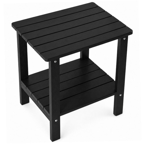 HADENVA Outdoor Side Table, 2-Tier HDPS Small Patio Adirondack Table, Black