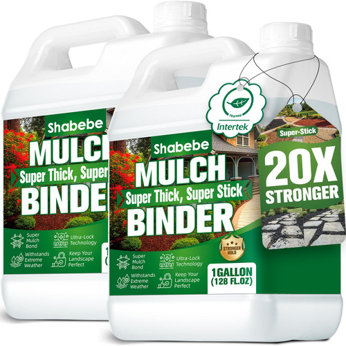 Shabebe Mulch Binder 2 Gallons - Super Stick Rock Glue for Landscaping Gravel Binder for Pea Gravel, Long-Lasting & Non-Toxic, Covers 2X More Area Pebble Gravel Hold for Paths, Patios & Garden Borders