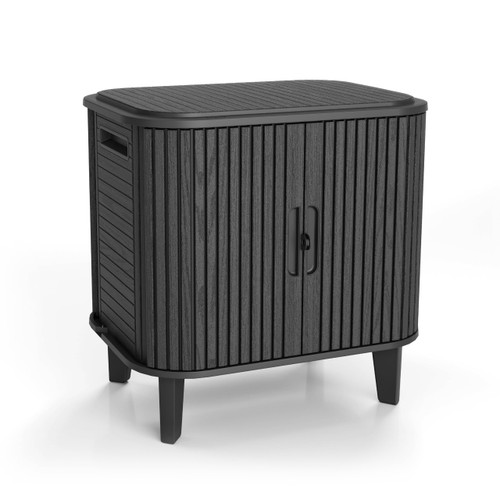 Keter Velo 30 Gallon Outdoor Storage Cabinet, Weather-Resistant Resin Deck Box with Steel Reinforcement, Lockable, Wood-Look Finish, Graphite