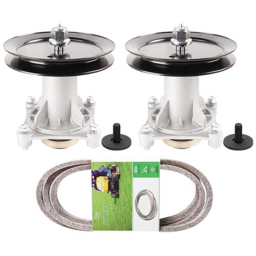 JYLEYJ 42" Spindle Assembly Fit for AYP Poulan 192870 187292 532187281 Fits A riens Husqvarna YTH18542 YTH22V46 YS4500 with 2 Pulley for 195945 197473 and 1 Belt for 21546607 54" 46" Inch Mower Deck
