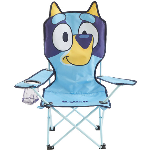 Idea Nuova Bluey Kids Folding Camping Chair with Cup Holder & Storage Pocket,Portable Outdoor Chair for Toddlers, Camping, Beach & Picnic