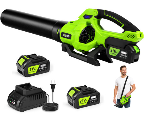 Leaf Blower Cordless, 765CFM 280MPH Electric Leaf Blower with 2x5.2Ah Batteries and Charger, 5-Speed Modes, Adjustable Shoulder Strap, Powerful Battery Blowers for Lawn Care Patio, Blowing Leaves Dust