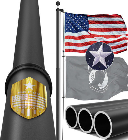 IIOPE 20FT Heavy Duty Tapered Flag Pole Kit, 100MPH Tested Outside House