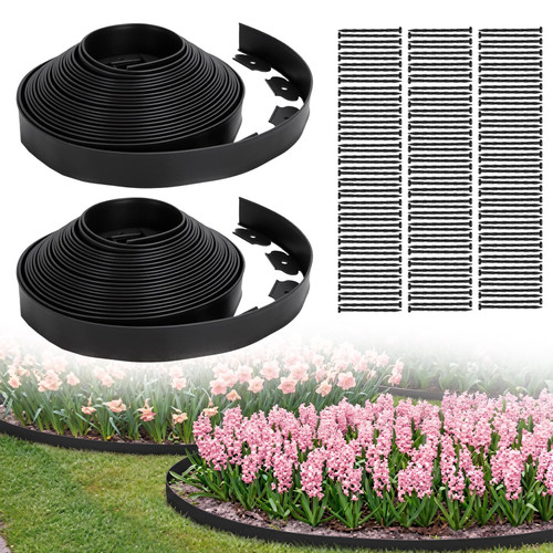 Landscape Edging Border, 2 in x 100 ft No Dig Garden Border, 150 Spikes