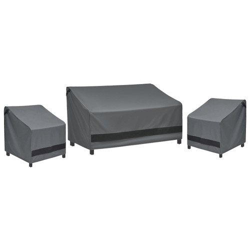 Loriano 3-Piece Patio Furniture Chair Covers Set, Outdoor 600D Heavy-Duty Waterproof, Fits 3 Seater Sofa 79"x35"x33"& 2 Chairs 33"x35"x33", All-Weather Windproof Protection for Deck, Backyard (Gray)