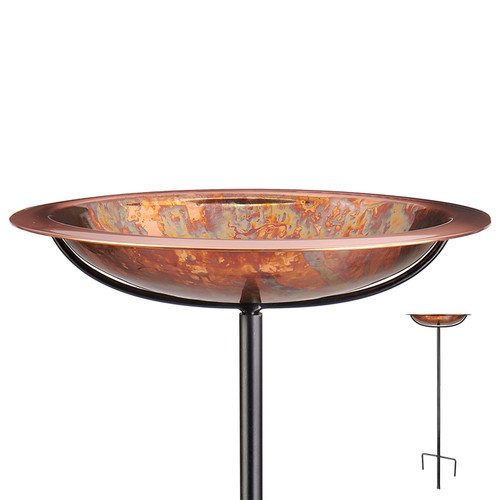 Good Directions Fired Copper Bird Bath on Garden Pole 13"