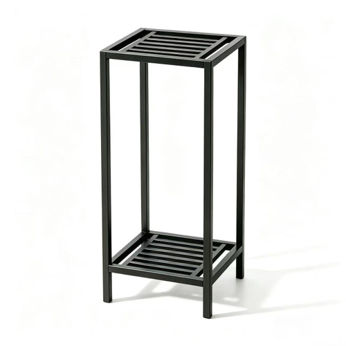 Zhongma 2 Tier 30" Tall Indoor Outdoor Plant Stand, 12 L x 12 W x 30 H inch, Heavy Duty Square Metal Flower Stand for Patio, Home, Garden, 220 LBS Capacity & Heavy Duty Construction