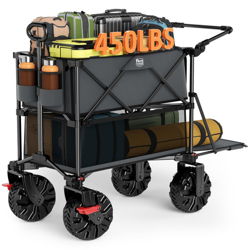 TIMBER RIDGE Push & Pull Double Decker Wagon, 400L Capacity & 450lb Load