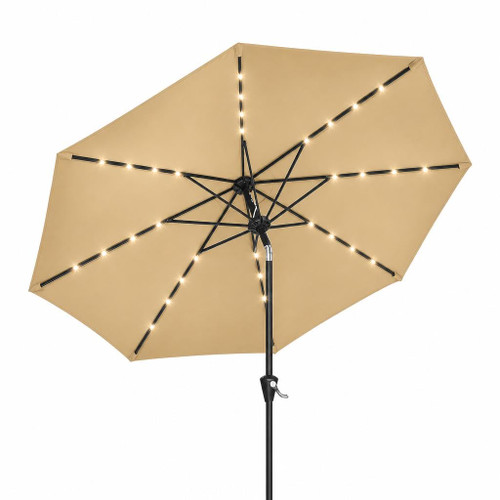 VORTEXTOVE 10FT Solar LED Patio Umbrella with Tilt & Crank