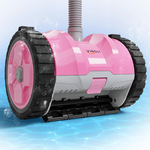 VINGLI Suction-Side Pool Cleaner, Wall-Climbing Vacuum - Pink&Gray
