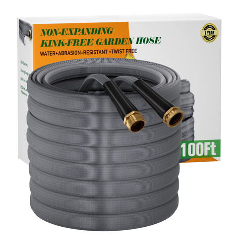Garden Hose 100 FT, Non-Expanding Water Hose, Ultra-Light & Flexible, Burst-Resistant, Kink-Free, High-Pressure Garden Hose All-Weather Use for Lawns, Gardens, and Outdoor Cleaning