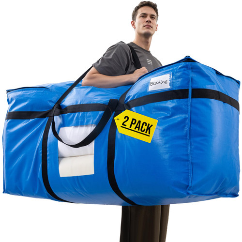 TAILI 2 Pack 69 Gallon Extra Large Storage Bags with Visible Window,Blue