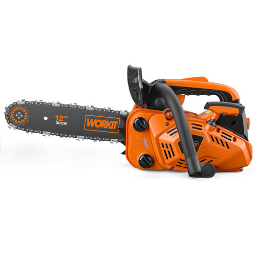 WORKIT 25.4CC Gas Powered Chainsaw, 12-Inch Top Handle Gas Chainsaw Easy Start, 2-Cycle Xtreme Engine, Commercial Grade Petrol Small Chain Saw with Auto Oiler, Wood Cutting and Tree Pruning