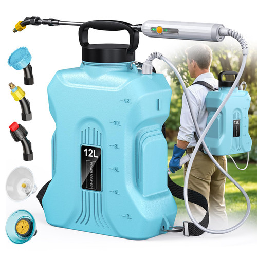 Tarden 3.5 Gallon Battery Powered Backpack Sprayer - Electric Garden Sprayer with USB Rechargeable Handle, Telescopic Wand & 5 Nozzles for Lawn Care 12L