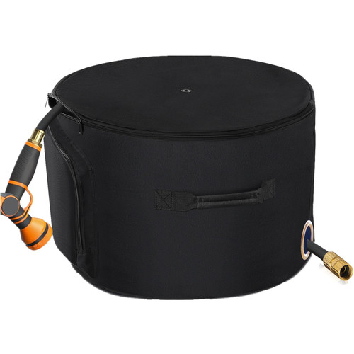 Garden Water Hose Holder Storage Bag Pot，Water Hose Hider，Holds 150 ft Hose ,Bottom With Drain Holes，Patio and Indoor-Black