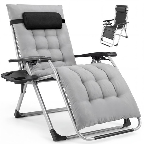 NEWBULIG Zero Gravity Chair, Folding Patio Recliner with Cup Holder Trays