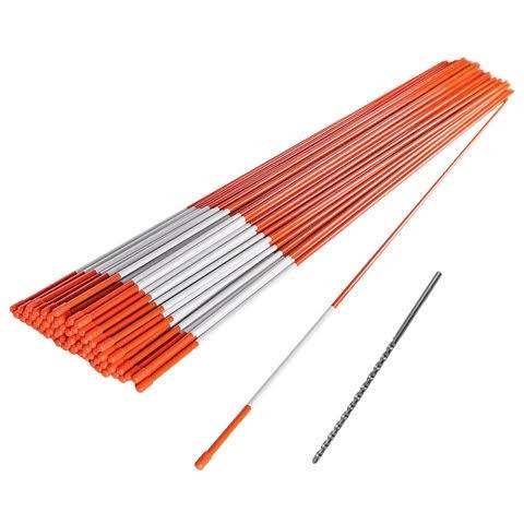 100-2500 Pack 48 Inch Driveway Markers 1/4 Inch Dia - with 12" Install Drill Bit, Snow Stakes, Snow Plow Markers, Snow Poles, Rods (100)