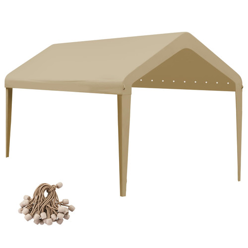 GOTRUTH 10x20 FT Car Canopy Replacement Cover, 800D Waterproof & UV, Beige