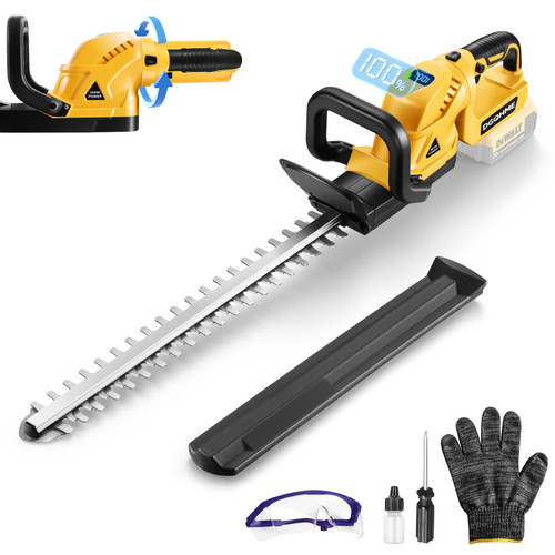 DGQHME Electric Hedge Trimmer Cordless, Compatible with Dw 20V MAX Battery, Lightweight Hedge Trimmers,3000RPM 180° Rotating Head,3/4" Blade Gap(Battery Not Included)
