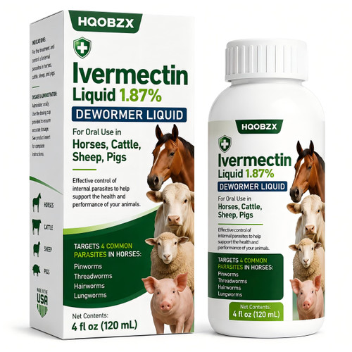 HQOBZX Ivermectin Liquid for Horse, Sheep & Goats, Poultry & More, Promotes Immune & Digestive Support,120mL