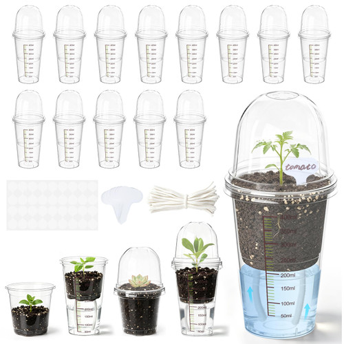 30 Pack 3.5" Self Watering Propagation Pots, Seed Starter Cups with Dome