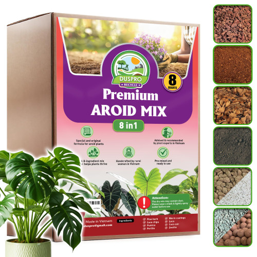DUSPRO 8-in-1 Aroid Potting Mix, Pre-Mixed Chunky Soil, Airy Blend, 8 QT