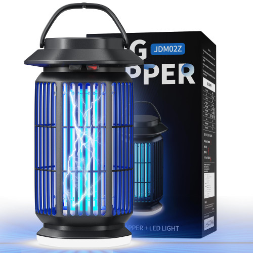 REOGLE Bug Zapper Outdoor, 4000V Electric Mosquito Zapper, Fly Killer with Built-in Night Light, Insect Fly Trapper with Waterproof ABS Shell for Home, Patio & Garden, Indoor/Outdoor Use, Black