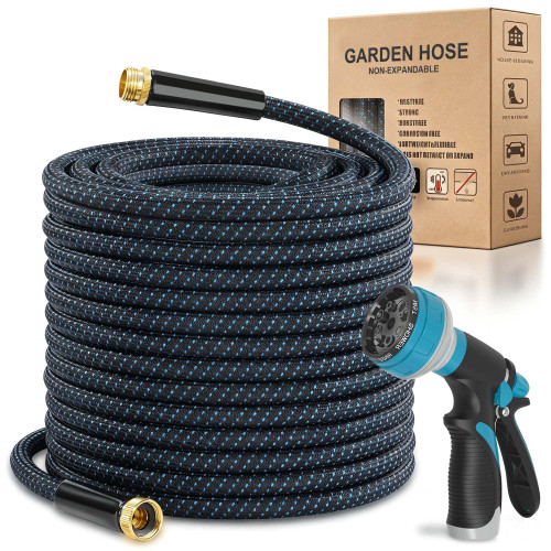 VERDOW 75ft Garden Hose, Flexible Water Hose with 10-Function Nozzle, Lightweight, Kink-Free, Wear-Resistant Outdoor Hose, 3/4" Rustproof Fittings for Yard, Car Wash, Pet