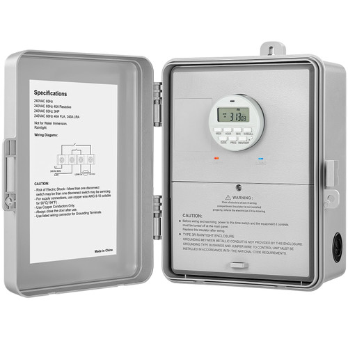 SURAIELEC Digital Pool Timer, 40AMP 240V 3HP, 7-Day Pool Pump Timer Switch