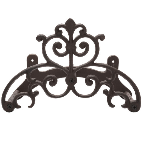 MyGift Brown Heavy Duty Cast Iron Outdoor Garden Water Hose Hanger