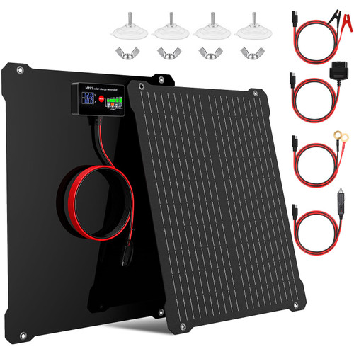 Paodekua 15W 12V Waterproof MPPT Solar Battery Charger & Maintainer, UltraSmart Charge Controller with V/A Display, OBD2 Support & Solar Panel Trickle Charging Kits for Car,Automotive,Boat,RV,Trailer